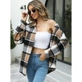 thumbnail image 4 of SMZ Women's Flannel Plaid Shacket - Long Sleeve Button-Down Jacket with Side Pockets, 4 of 6