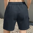 thumbnail image 4 of Hiking Shorts for Women Lightweight Elastic Waist Knee Length Cargo Shorts Golf Casual Summer Bermuda Short Navy M, 4 of 6