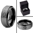 thumbnail image 4 of Tungsten Partner Love Pregnancy Heart Band Ring 8mm Men Women Comfort Fit Black Step Bevel Edge Brushed Gray Polished, 4 of 4