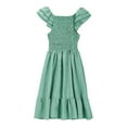 thumbnail image 4 of GXWEA 5T Dresses For Girls Size 8 Girls Dresses Girls Summer Dresses Cute Double Layer Ruffle Sleeve Smocked Flowy Dress Green 7-8 Years, 4 of 4