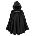 thumbnail image 2 of JOANKDMI Black Cloak for Boys Girls Kids Halloween Long Hooded Cape Cloak Solid Color for Party Dress Up Roleplay, 7Y-15Y, 2 of 5