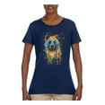 thumbnail image 2 of Bear Painting Splatter Abstract Art Animal Lover Womens Graphic T-Shirt, Navy, Small, 2 of 3