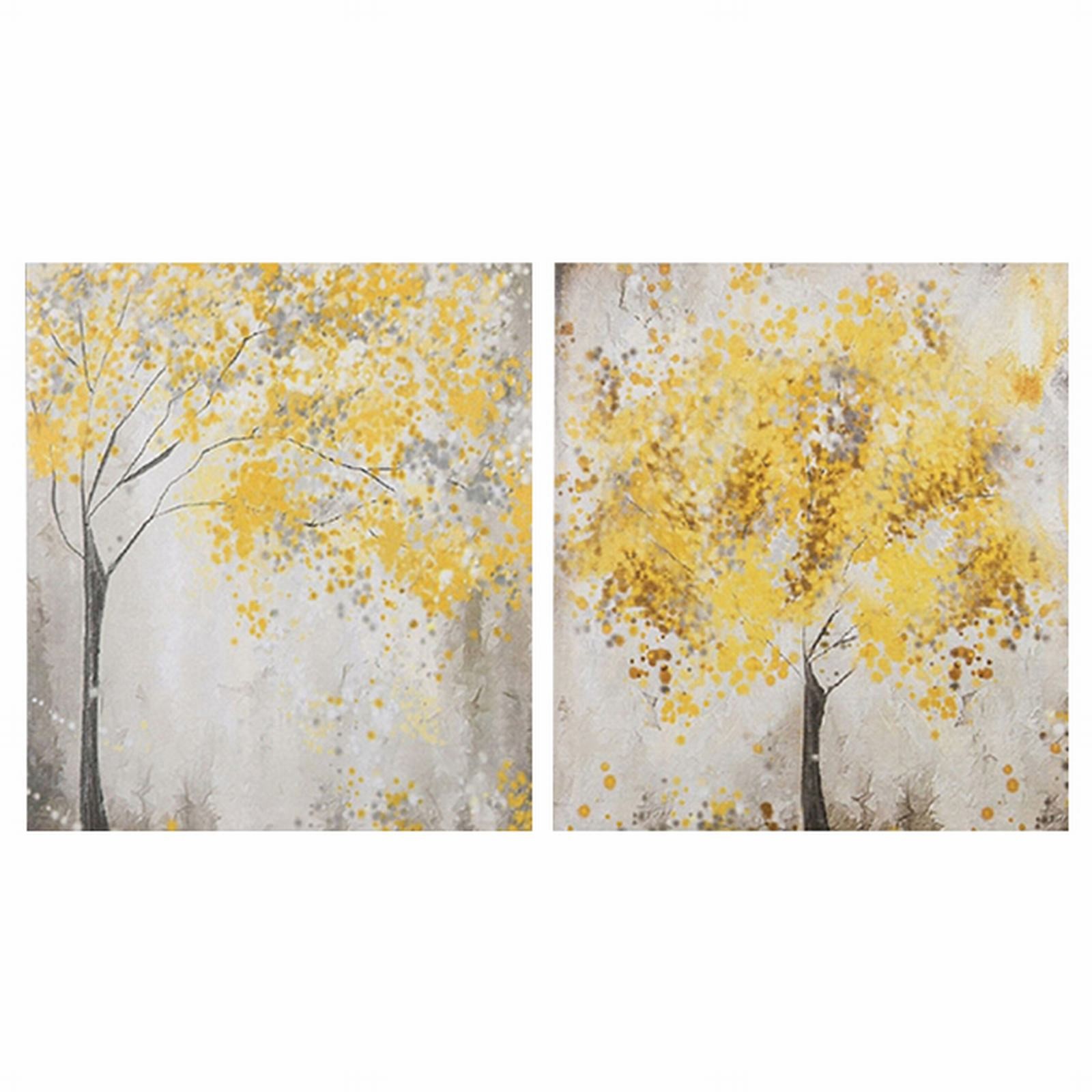 2pcs Wall Decor Canvas Yellow Flowers Tree Canvas Wall Art Print Art