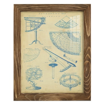 Vintage Astronomy I -Framed Print w/glass-Walnut