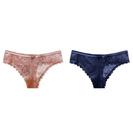 2-Pack Womens Underwear Bikini Panties Lace Soft Hipster Panty Ladies Stretch Full Briefs V Back Lace Panties Waist Trainer Leather Panties for Women Womens Cute Panties Pack Undies for Women plus