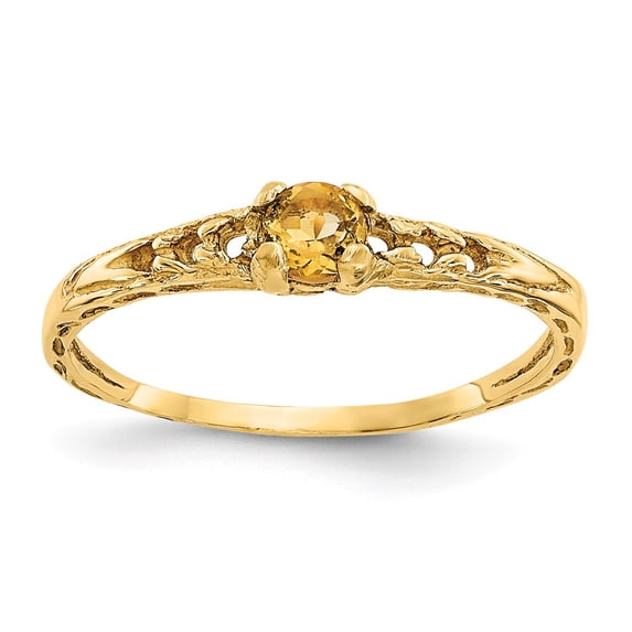 14K Yellow Gold Ring Band Birthstone (11) November Citrine, Size 5