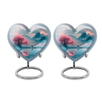 Tranquil Walk Through Blossoming Urns For Human Ashes Adult Female Mom - Heart Urn for Women's Ashes - Small Heart Shaped Keepsake for Human Elegance - Cremation Urn - Heart Shaped Gifts (3inch,2PCS)