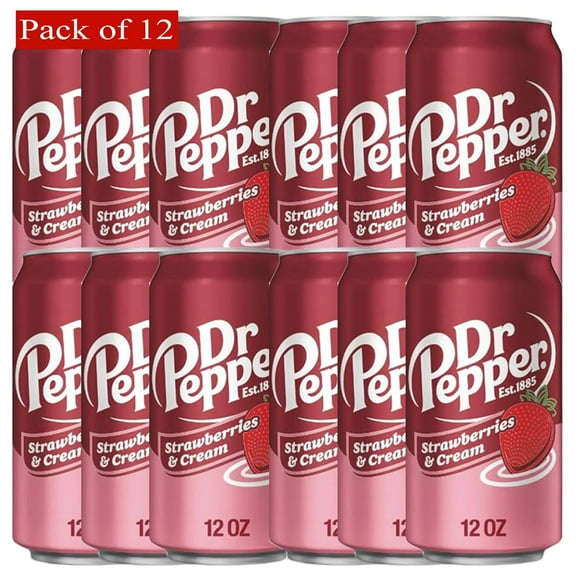 Dr Pepper Strawberries and Cream Soda, 12 oz (Pack of 12 Cans) - USA Import Edition