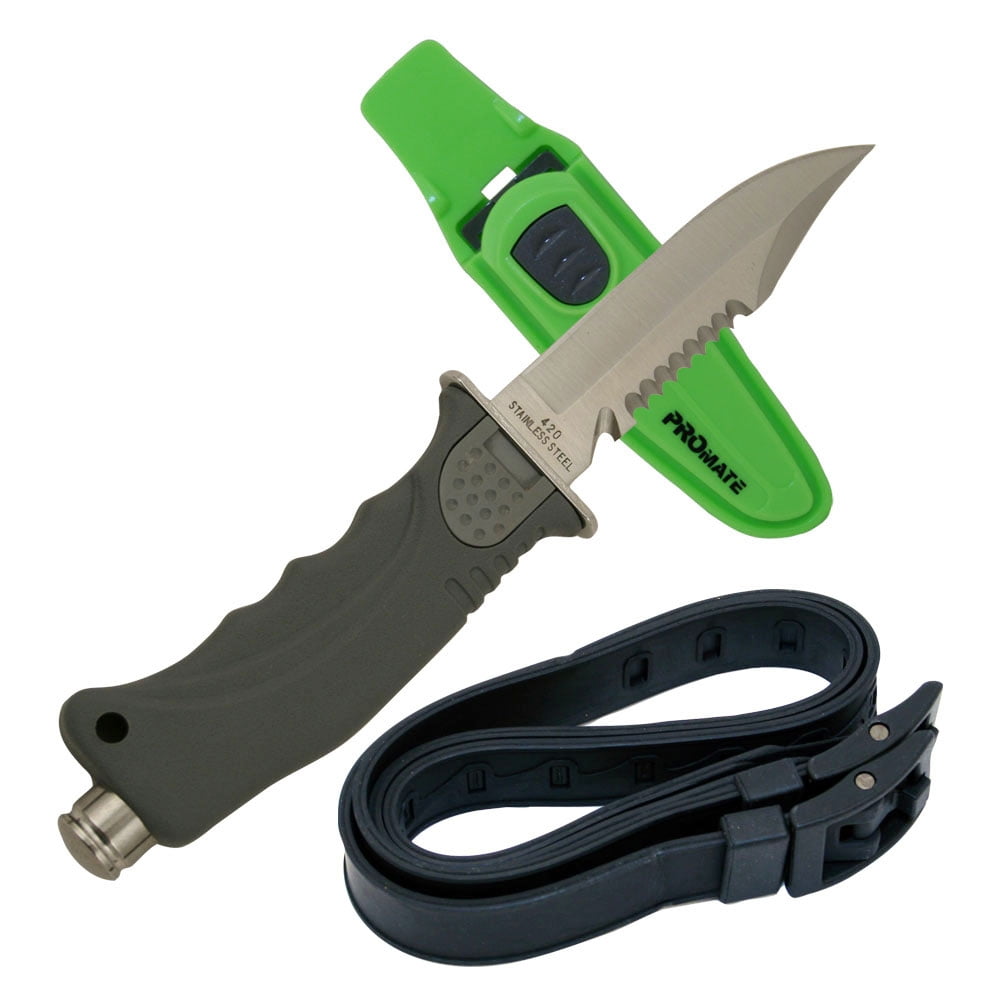 Promate Sharp Tip Scuba Diving Knife (4 3/8" Blade) KF503Green