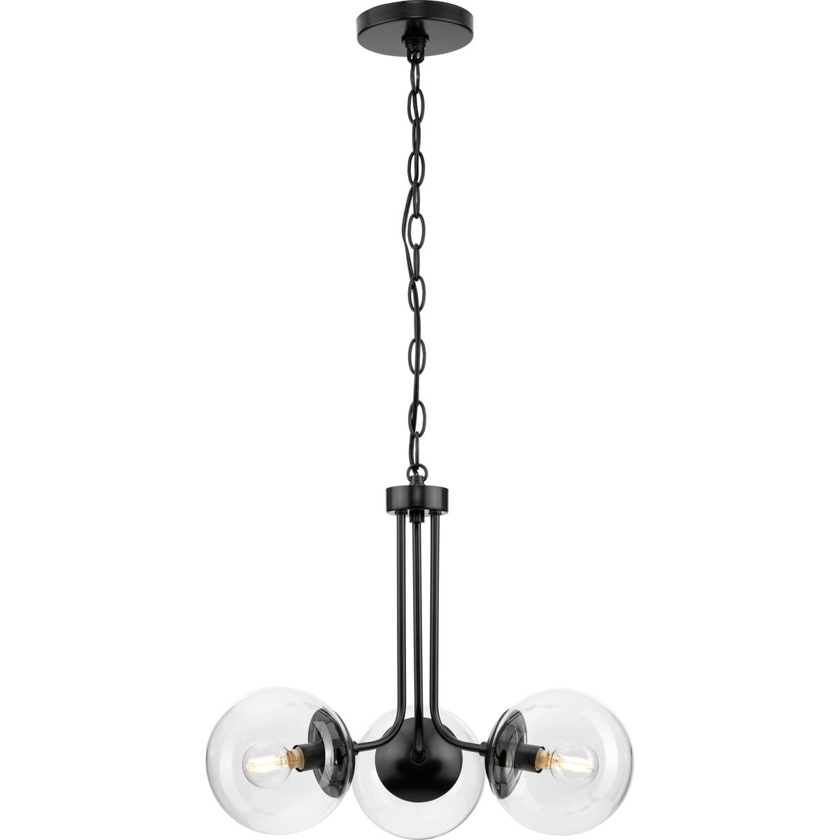 Avec 3-Light Contemporary Metal Matte Black Chandelier