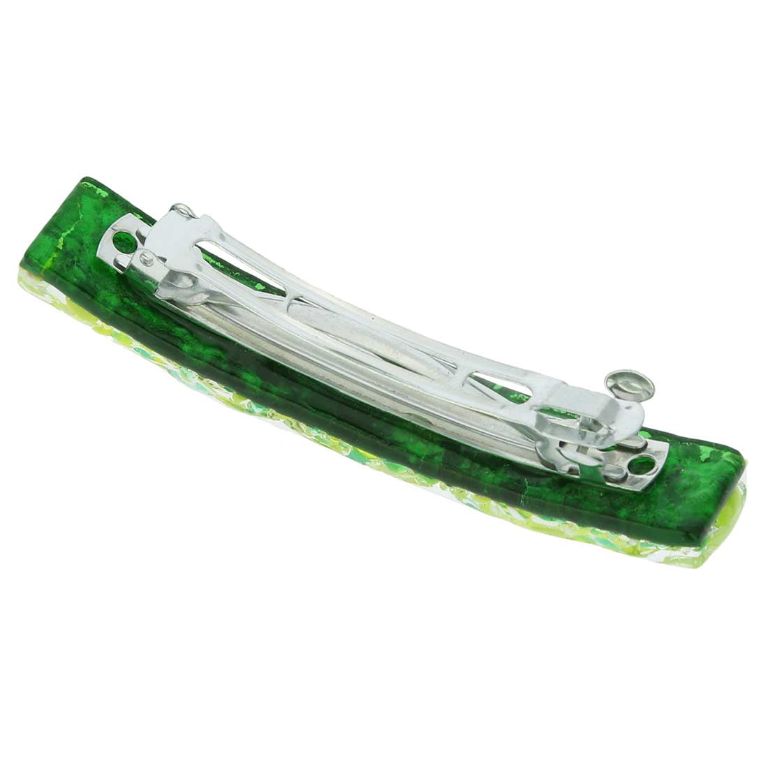 GlassOfVenice Murano Glass Venetian Reflections Hair Clip - Green Silver