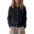 thumbnail image 2 of Kureaily Round Neck Colorful Button Knitted Cardigan Sweater Open Front Long Sleeve Casual Outwear Cozy Lightweight Pullover Top For Daily Wear Loose Cardigan Coats, 2 of 5