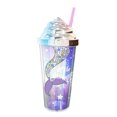 thumbnail image 1 of Diconna Reusable Mermaid Pattern Double-Layer Straw Cup with Sealing Cover, 1 of 6