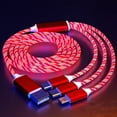 thumbnail image 2 of PYYAN-3 Combinations Multi Ports Charger Cable USB A to USBC Micro PD Fast Charging Cord Lighted Up Current Flowing Compatible with Almost of Electrical Devices-47 inches Red, 2 of 3