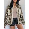 thumbnail image 4 of Asyoly Women Winter Camouflage Print Shacket Jacket Long Sleeve   Button Down Lapel Coat Loose Outwear With Pocket, 4 of 5
