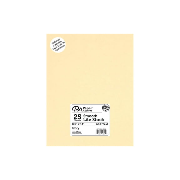 Lite Stock 8.5x11 60lb Text 25pc Ivory
