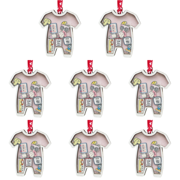 8uds. Primer adorno navideño de Navidad para bebé, regalo de recuerdo de madera para niños (ropa de niñas)