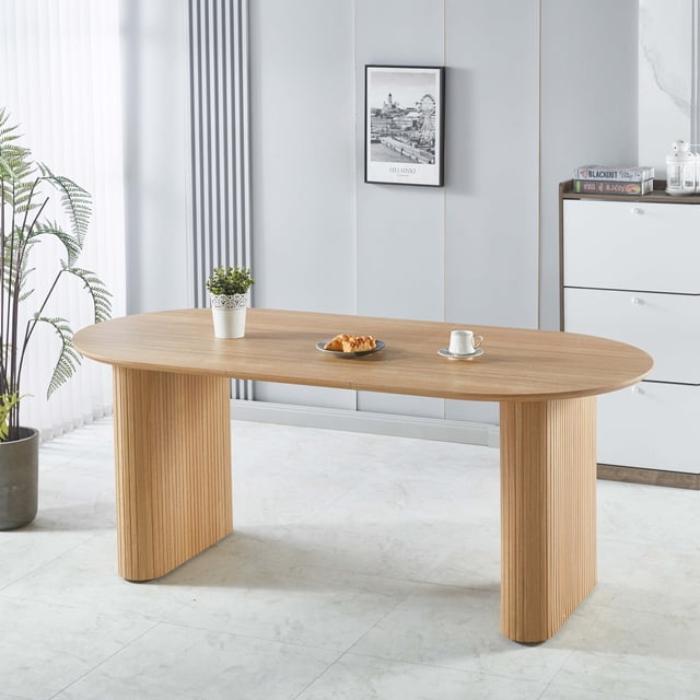 LHYY Dessus de Table Rond, 150/190/230x90x75 cm, Table en MDF Chêne