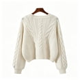 thumbnail image 3 of Cardigan Sweaters for Women Spring Fashion 2026 V Neck Long Sleeve Chunky Cable Knit Sweater Button Outwear, 3 of 3