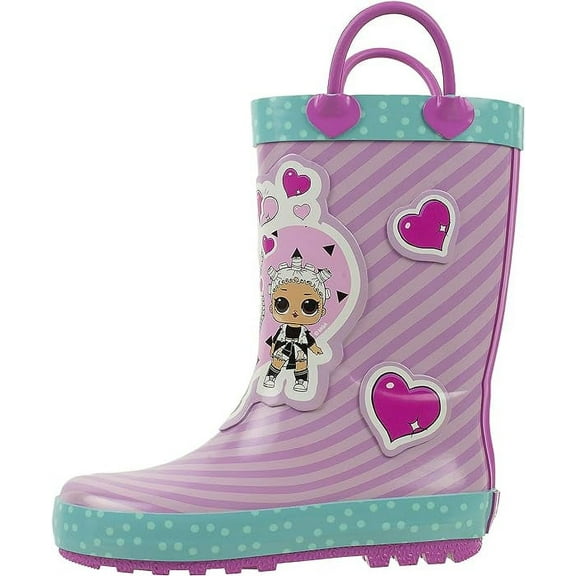 L.O.L Surprise! Girls Rainboots, 100% Rubber with Handles, Fancy and Fresh, Pink/Purple, Girls' Size 13-1