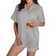 thumbnail image 1 of Conjunto de dos piezas para mujer con camiseta de manga corta y cuello en V y pantalones cortos, ideal para el verano y el ocio deportivo., 1 of 7
