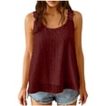 thumbnail image 3 of Women's Sleeveless Chiffon Tank Top Tops Blouses Tunics Round Neck Lace Trim Ruffle Hem Solid Color Casual Daily Wear Vacation Beach Party Fashion Essential Gift for Women, 3 of 9