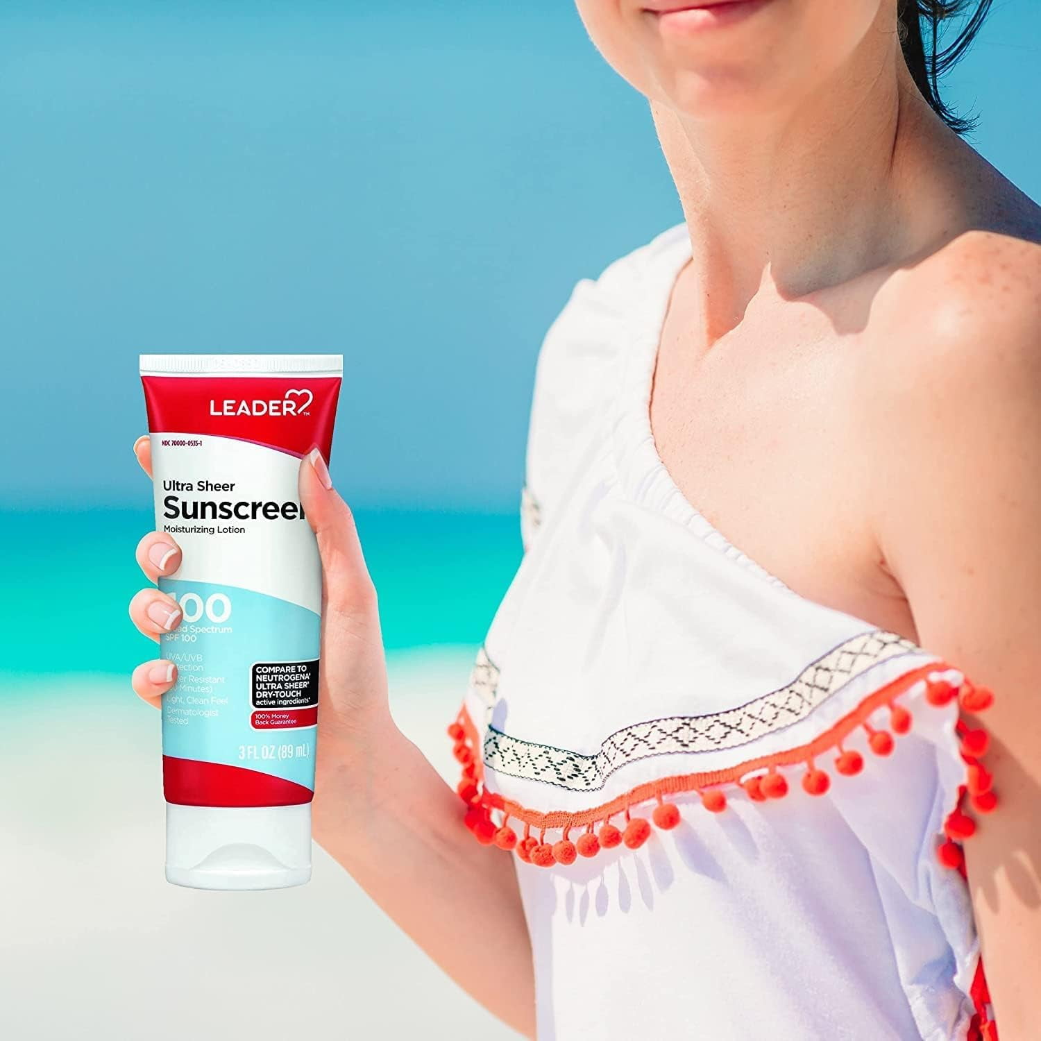 LEADER Travel Sunscreen SPF 100+, Ultra Sheer Dry-Touch Water Resistant and Non-Greasy Lotion with Broad Spectrum SPF 100+, 3 Fl Oz (Pack of 2)