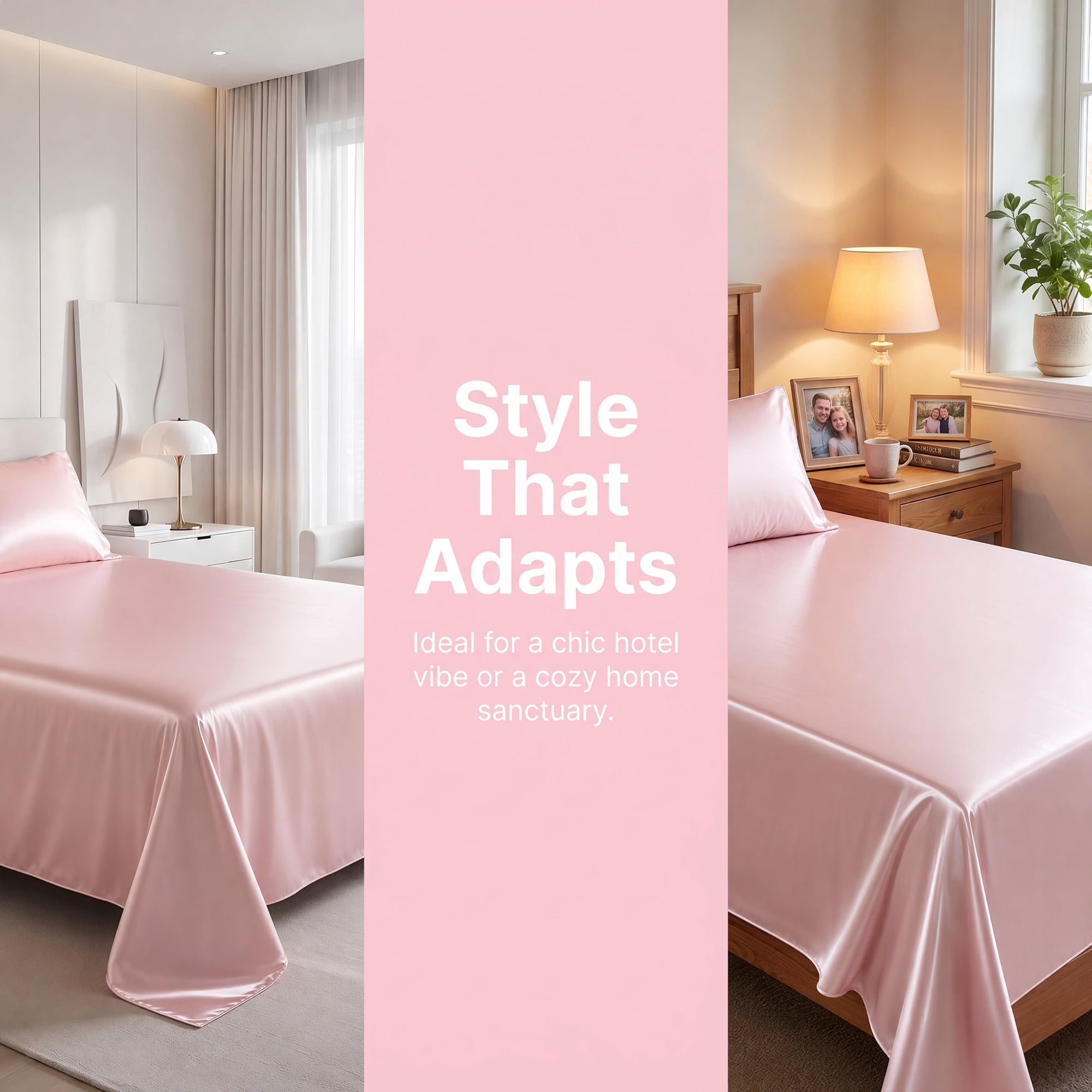 Unique Bargains Microfiber Ice SilkFlat Sheet Wrinkle Bedding Pink 91"x96"