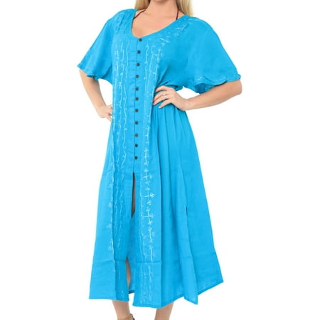 Short Caftan - LA LEELA Tie Dye Women's Caftan Short Beachwear Dress Plus Size Evening Rayon Midi