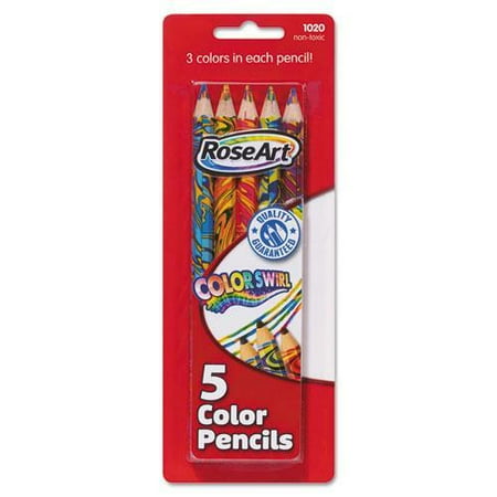 RoseArt Rainbow Swirl Jumbo Colored Pencils, 5/Set