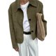 thumbnail image 1 of Chaqueta Informal de Larga con Solapa y Botones para Mujer, Color Liso, Abrigo Corto, Camisa Vintage con Botones. Verde S, 1 of 8