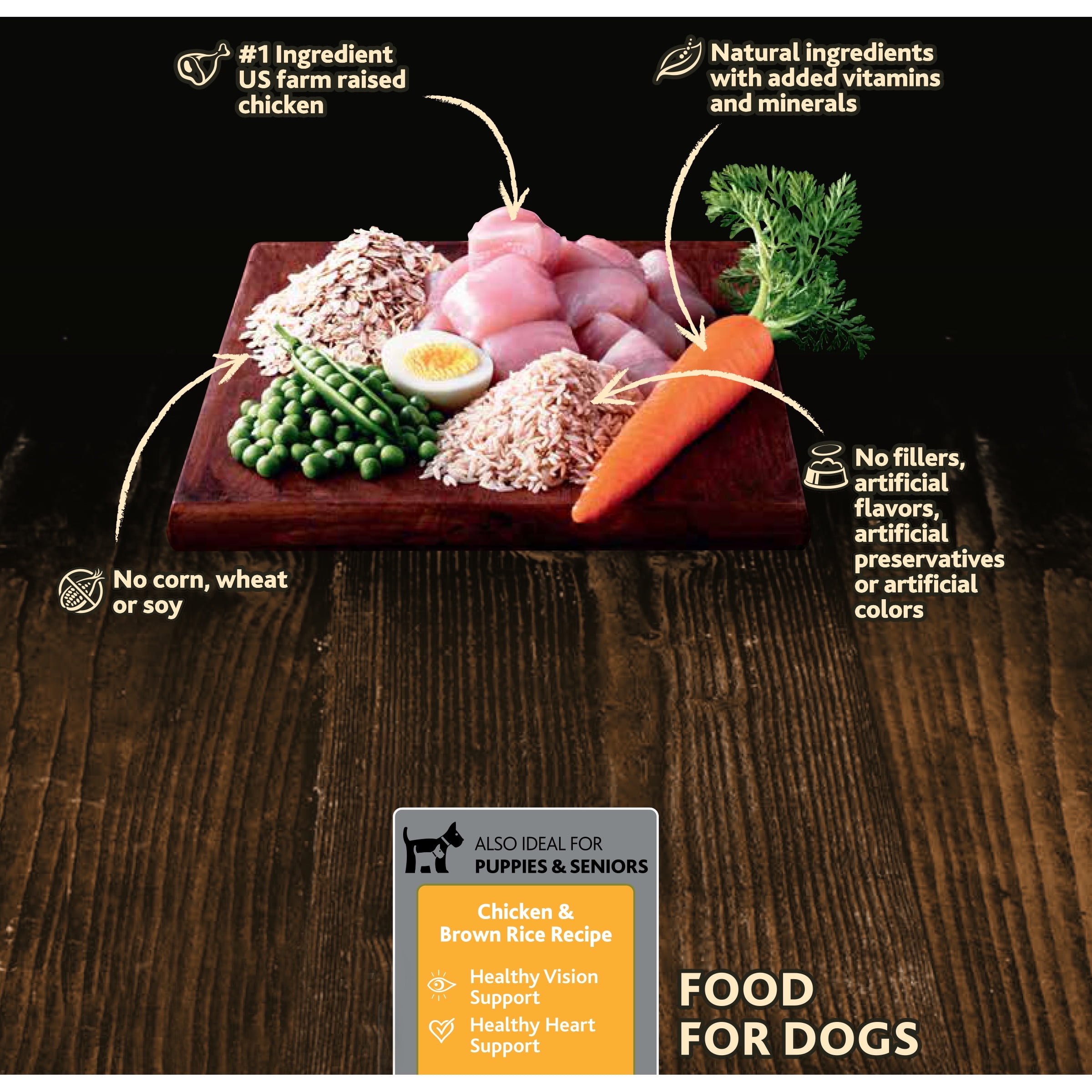 Pure Balance Chicken & Brown Rice Recipe, Dry Dog Food, 15 lb