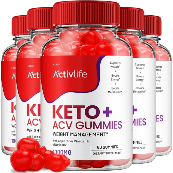 (5 Pack) Activlife Keto ACV Gummies Advanced Weight Loss, Activlife Keto Gummies Apple Cider Vinegar Vitamin Supplement 1000MG Active Life Max Formula, Activelife Keto ACV Gummies (300 Gummies)