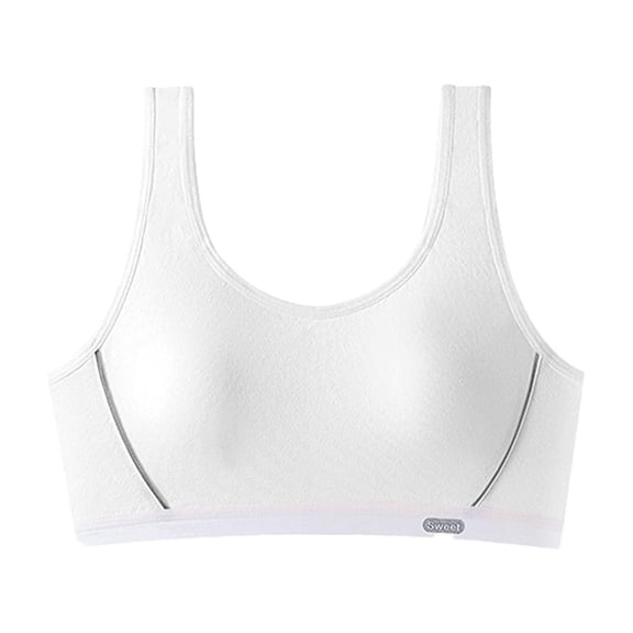 LYMAYTER Girls Sports Bra 13-18Y Kids Training Bras Teenage Cotton Wirefree Bralette U Shape Back Crop Tops Vest