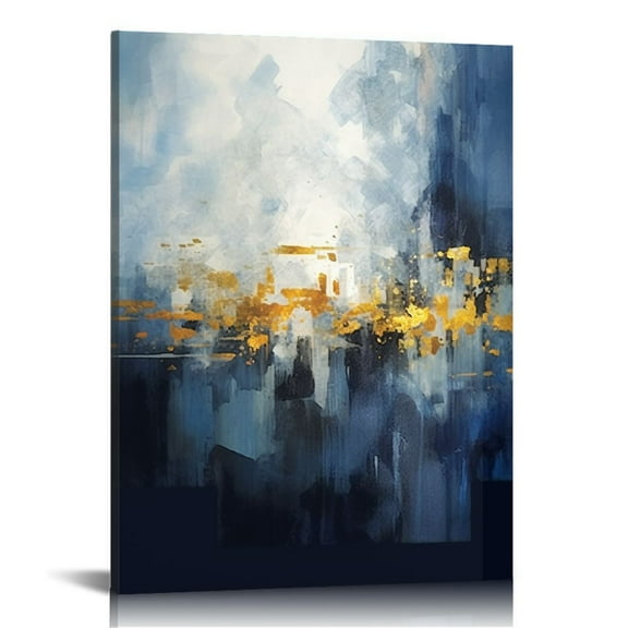 COMIO Abstract Wall Art for Living Room,Blue Mountain Canvas Wall Art,Abstract Watercolor Wall Pictures,Framed Artwork for Bedroom Bathroom Wall Decor