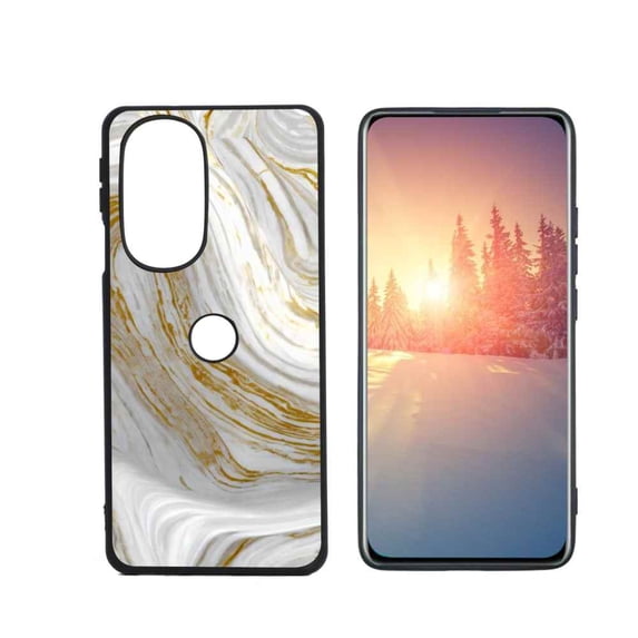 Compatible with Motorola Edge Plus 2022 Phone Case, White-Golden-Marble-jpg-0-2 Case Men Women, Flexible Silicone Shockproof Case for Motorola Edge Plus 2022