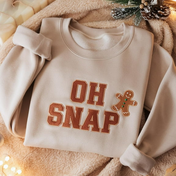 Embroidered Gingerbread Sweatshirt, Oh Snap Funny Christmas Shirt