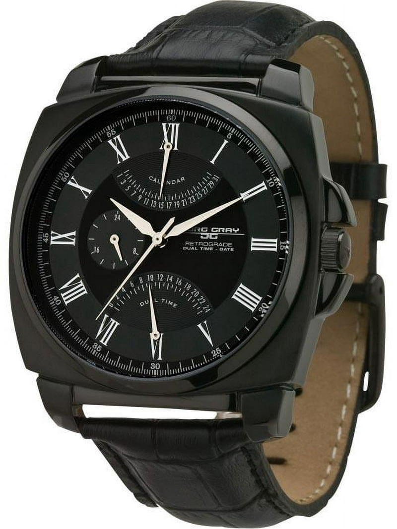 JG1040-12 Men's Leather Strap Retrograde Calendar Watch - Walmart.com