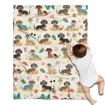 Dachshunds on the Beach Blanket,Comfortable Soft Flannel Throw Blanket,All Season,Warm Lightweight Blankets for Sofa Bed Couch Living Room Chair,30"x40"(80x100cm)