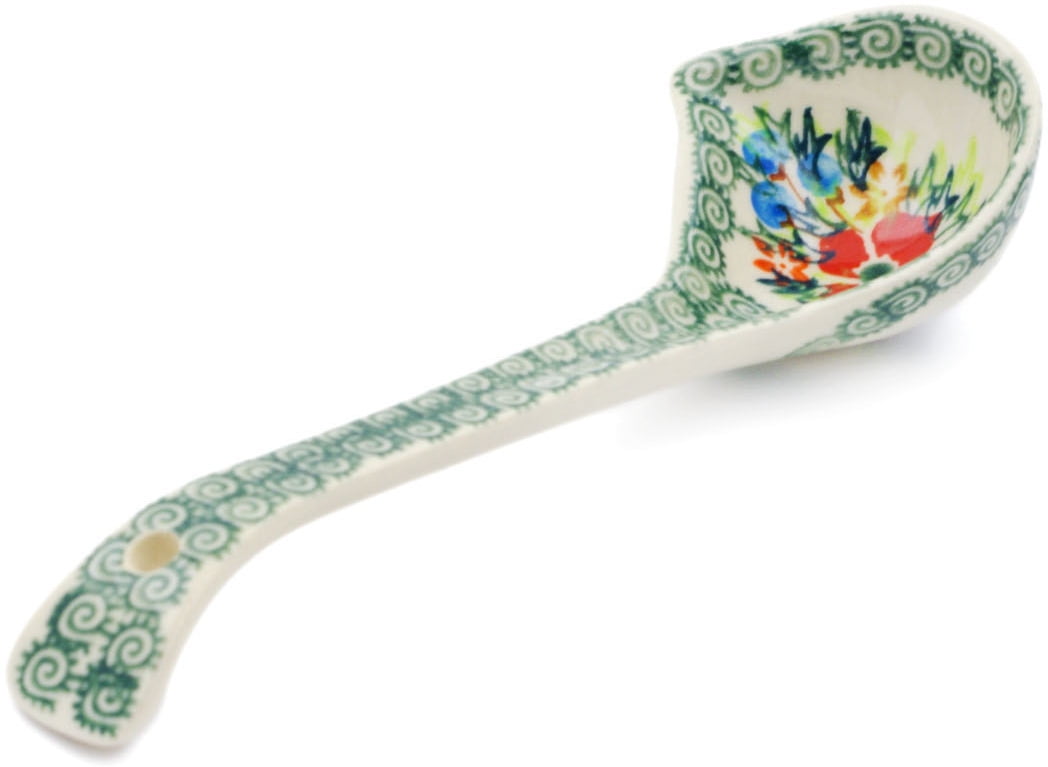 Polish Pottery 7½inch Ladle (Ring Of Flowers Theme) Signature UNIKAT