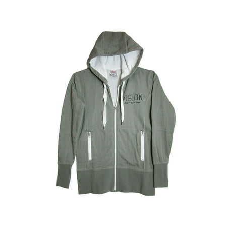 Logo Hoody Sweatshirt - Womens Logo Fleece Zippered Hoody Fashion Hoodie, Grey, M