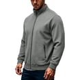 thumbnail image 4 of Full Zip Fleece Jackets for Men, Stand Neck Long Sleeve Sweatshirt Jackets, Loose No Hood Fall Outerwear with Pockets, 4 of 8