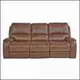 thumbnail image 2 of Achern Brown Faux Leather Two-Person Manual Reclining Sofa with Nailhead Trim, Storage Console & USB Port | Brown | Faux Leather | Pillow Top Arms, 2 of 9