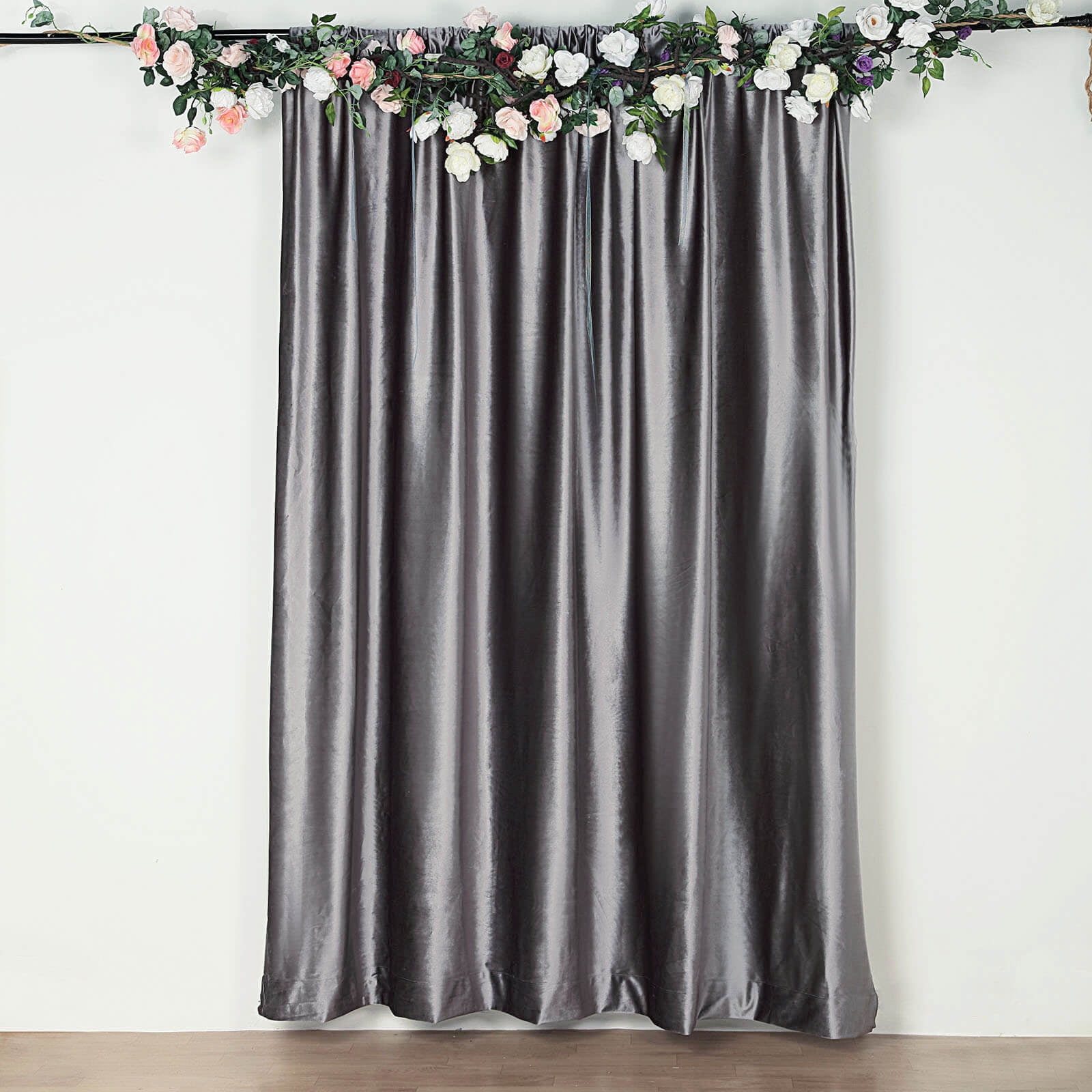 Efavormart 8Ft H x 8Ft W Premium CHARCOAL GREY Velvet Backdrop Curtain