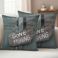 thumbnail image 2 of 2 Pack Outdoor Waterproof Throw Pillow Covers,Vintage Farmhouse Green Board Decorative Square Patio Pillowcases for Chair Couch Sofa 16x16in, 2 of 9
