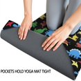 thumbnail image 3 of Colorful Cartoon Dinosaurs with ColorBlocks Pattern Hot Yoga Mat Towel Non Slip for Hot Yoga - Quick-Drying Yoga Mat Cover with 4 Corner Pockets with Travel Bag - Hot Yoga Towel Non Slip 70"x26", 3 of 6