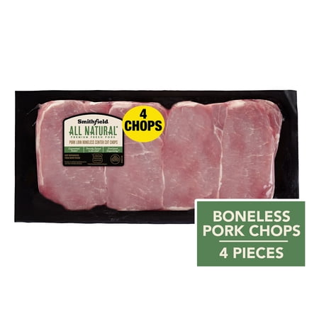 Smithfield All Natural Fresh Pork Chops, Boneless, 0.6 - 1.3 lb