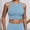 Sky Blue, variant on Women's Sports Bra, Supportive Long High-Neck Sports Bra Push-Up Training Built-In Bra Belly-Baring Tank Top