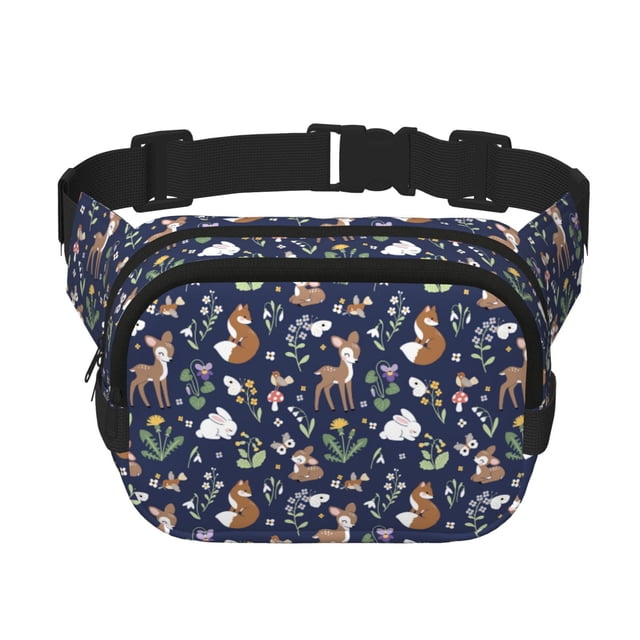 Disketp Animals And Wildflowers Riñonera de Doble Capa, Bolsa de Cintura Ajustable para Viajes, Correr y Senderismo, Riñonera Ligera para Hombre y Mujer