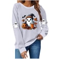 thumbnail image 3 of Aboser Womens Sweatshirt Funny Spooky Graphic Shirts Cozy Long Sleeve Pullover Casual Crew Neck Sweatshirts Y2k Tops Gray XL, 3 of 5